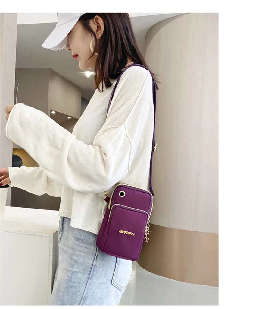 Buylor New Mobile Phone Crossbody Bags for Women Fashion Women Shoulder Bag Cell Phone Pouch, With Headphone Plug 3 Layer Wallet