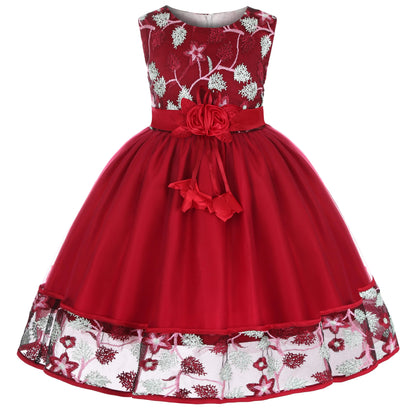 Robe de broderie européenne et américaine robe de soirée en dentelle pour fille robe de princesse en gaze filet pour enfant robe Pengpeng