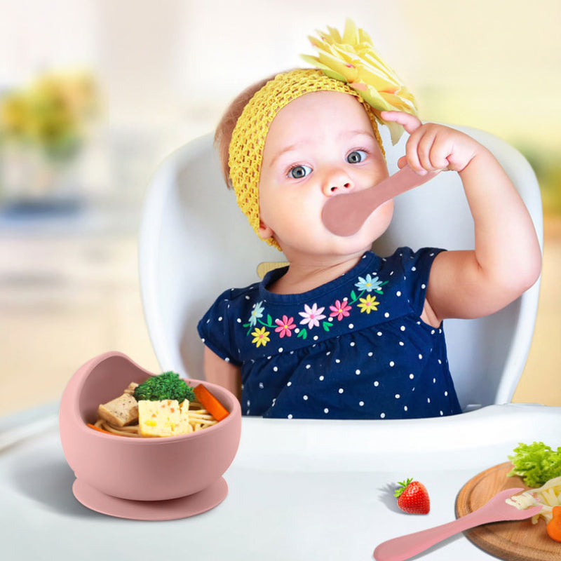 BPA-freies Silikon-Baby-Fütterungsset mit Saugnapf, Speiseteller, Becher, Löffel und Gabeln für Kinder, Babygeschirr, Kindergeschirr