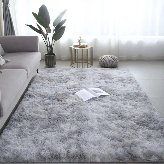 Tapis lavable en velours dégradé tie-dye en laine filamentée de style scandinave